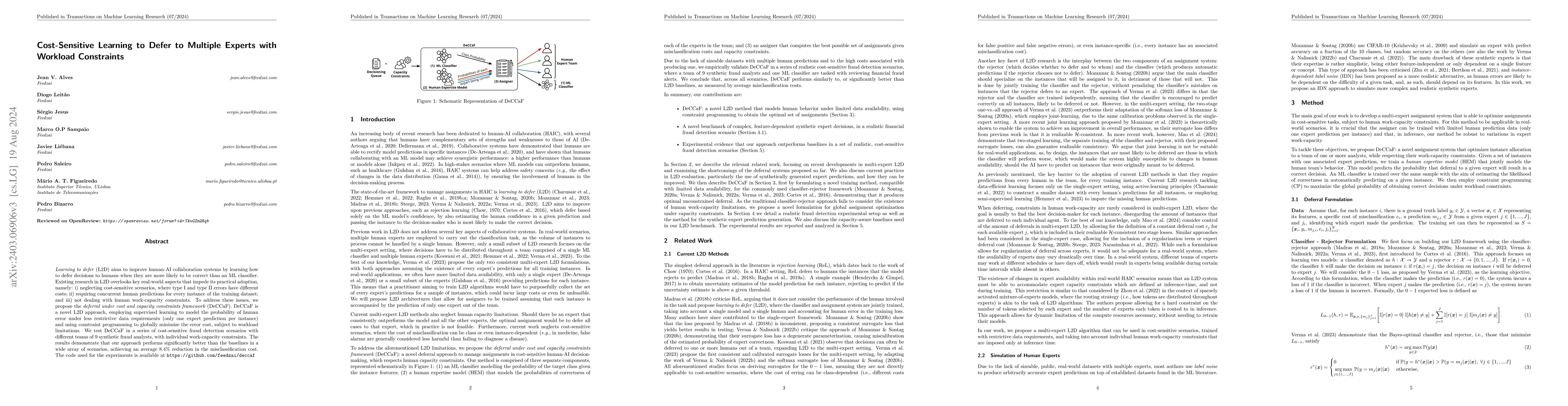 Thumbnail for Cost-Sensitive Learning to Defer to Multiple Experts with Workload
  Constraints