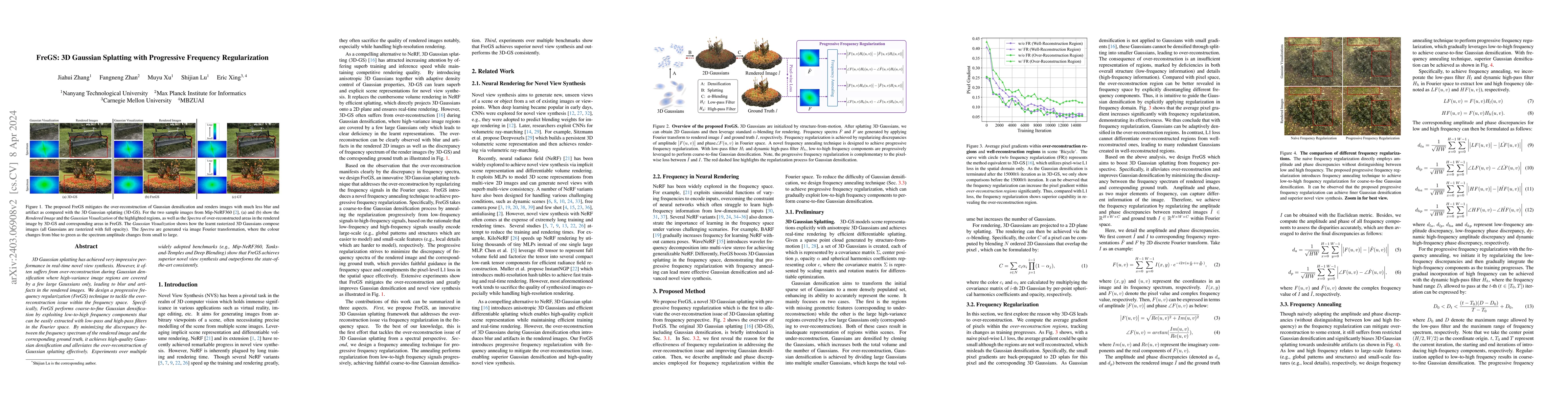 Thumbnail for FreGS: 3D Gaussian Splatting with Progressive Frequency Regularization