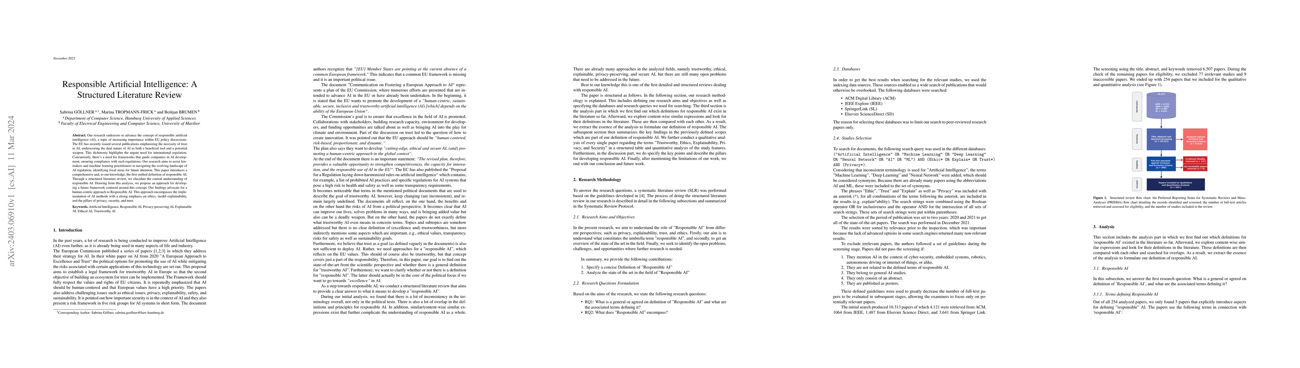 Thumbnail for Responsible Artificial Intelligence: A Structured Literature Review