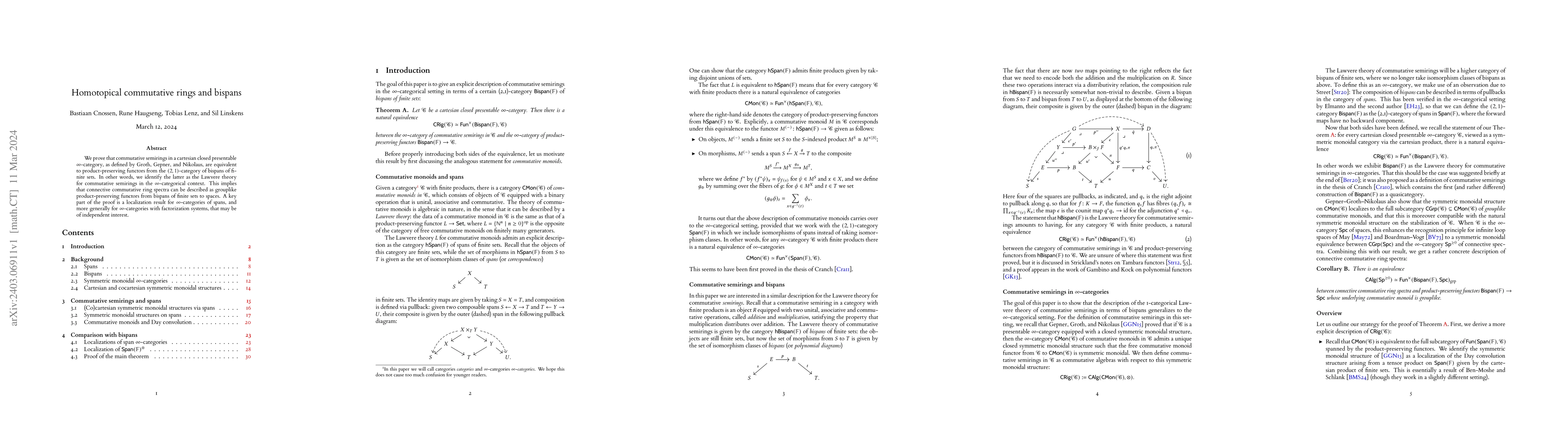 Thumbnail for Homotopical commutative rings and bispans