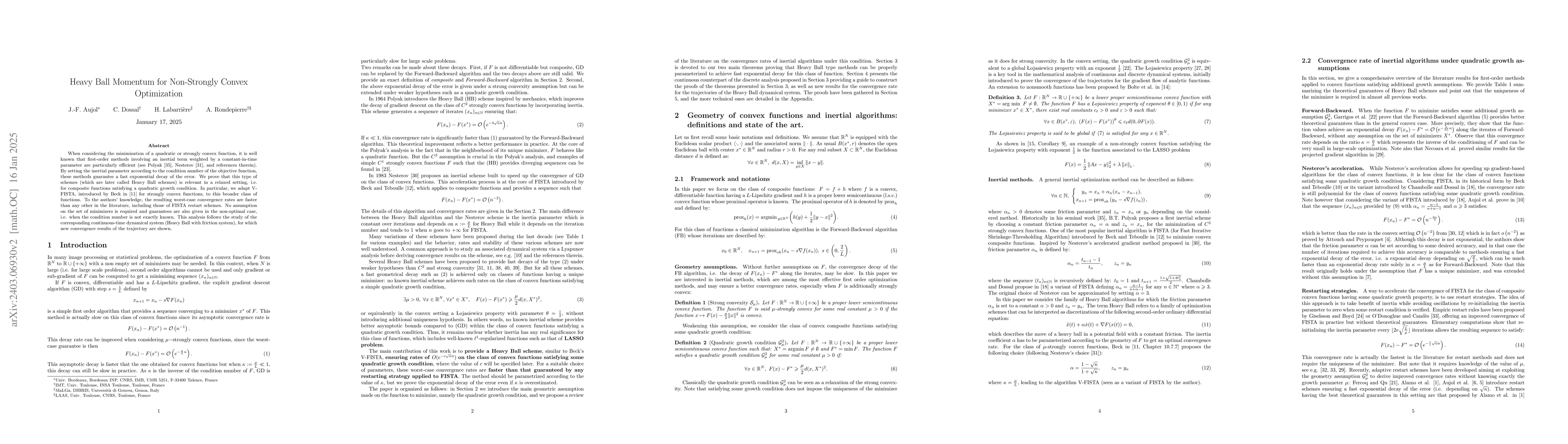 Thumbnail for Heavy Ball Momentum for Non-Strongly Convex Optimization