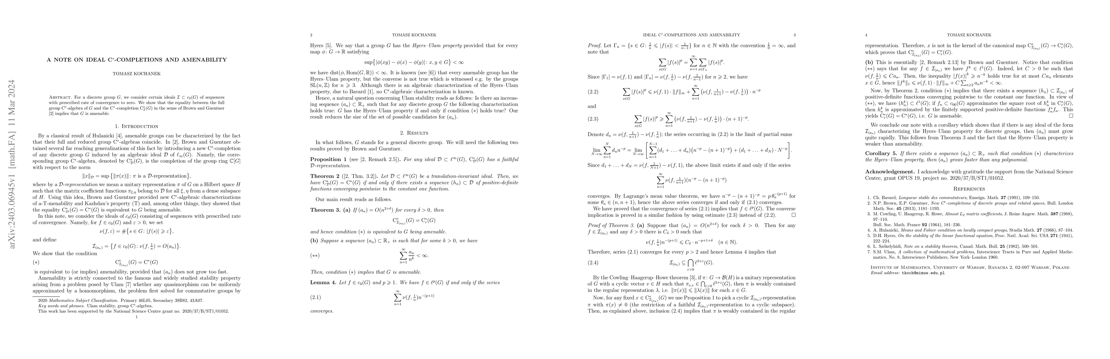 Thumbnail for A note on ideal C$^\ast$-completions and amenability