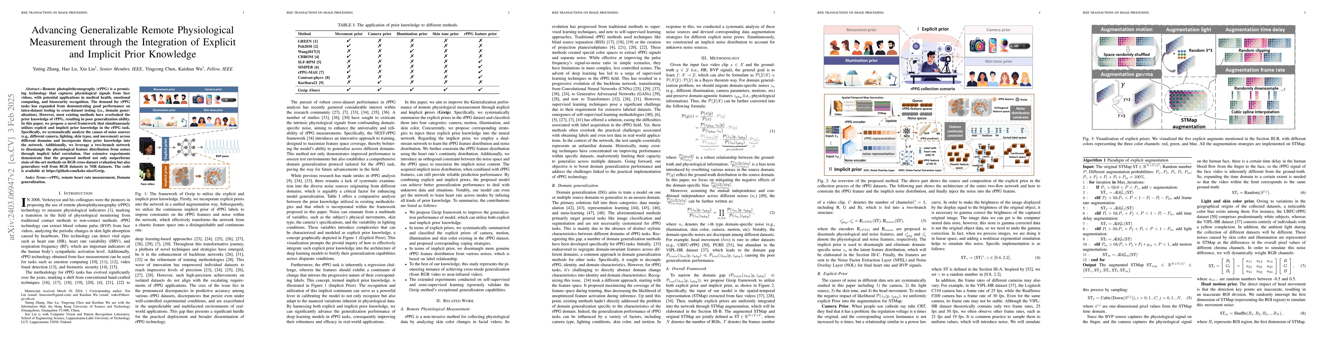 Thumbnail for Advancing Generalizable Remote Physiological Measurement through the
  Integration of Explicit and Implicit Prior Knowledge
