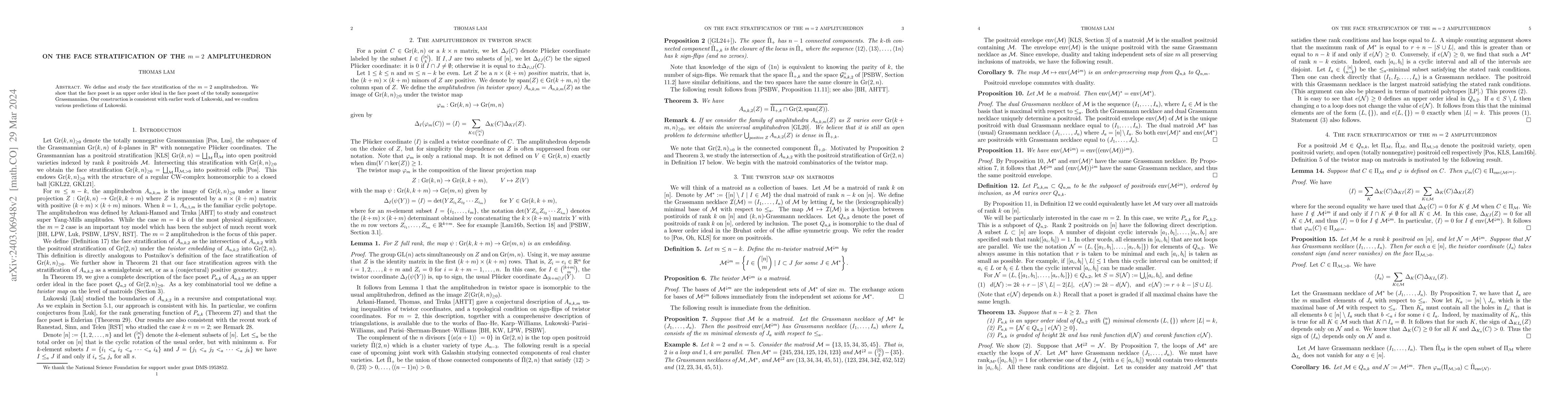 Thumbnail for On the face stratification of the $m=2$ amplituhedron