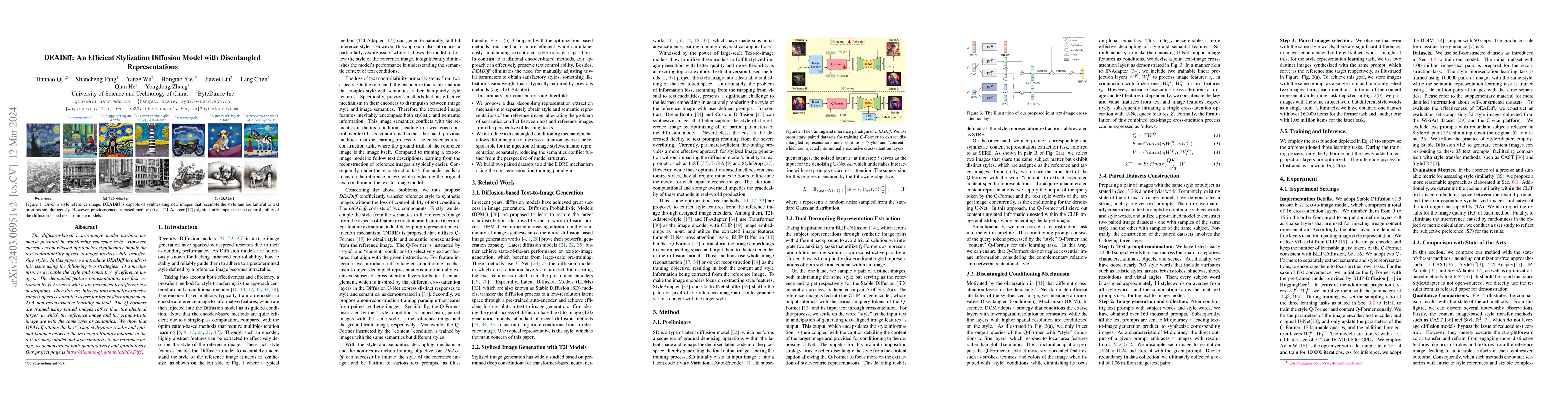 Thumbnail for DEADiff: An Efficient Stylization Diffusion Model with Disentangled
  Representations