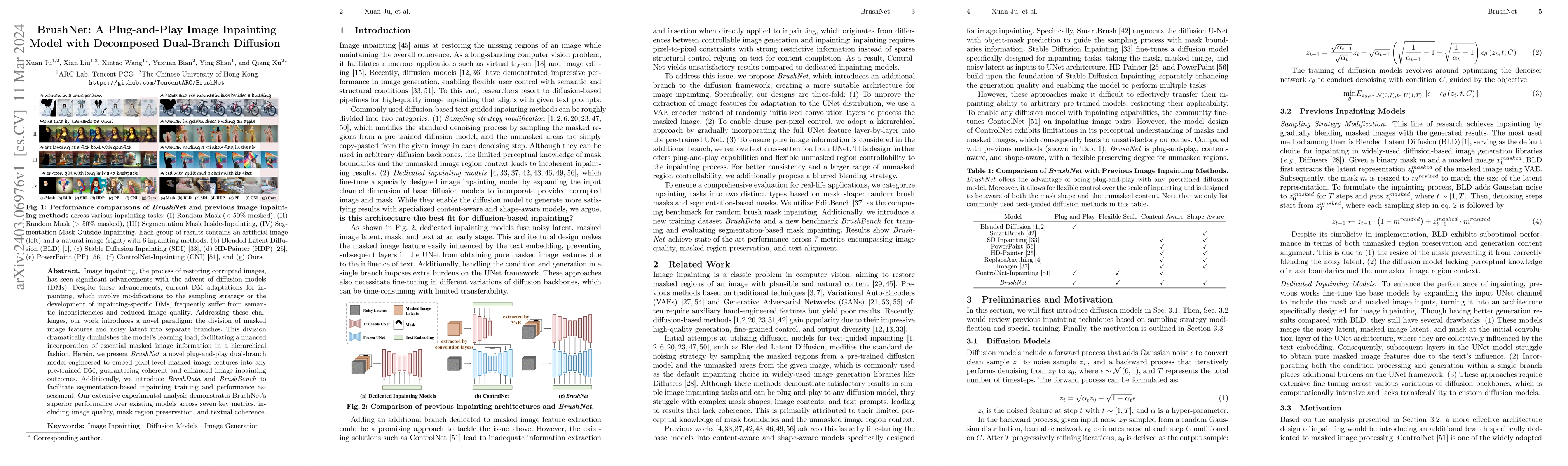 Thumbnail for BrushNet: A Plug-and-Play Image Inpainting Model with Decomposed
  Dual-Branch Diffusion