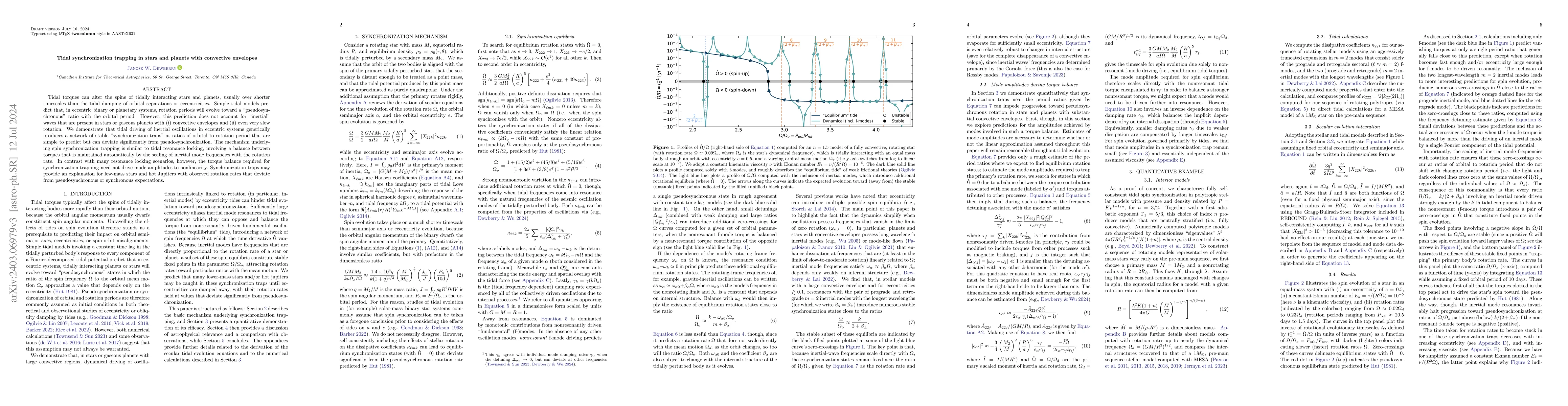 Thumbnail for Tidal synchronization trapping in stars and planets with convective
  envelopes