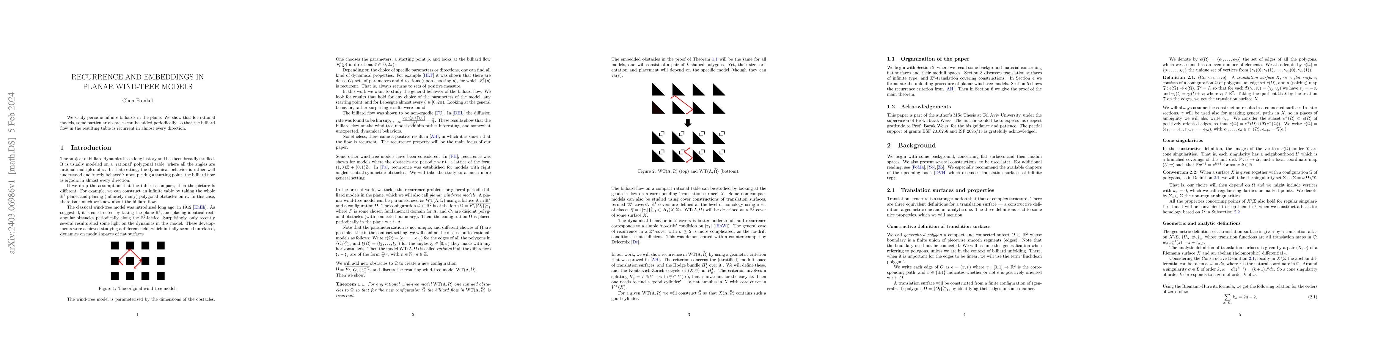 Thumbnail for Recurrence and Embeddings in Planar Wind-Tree Models