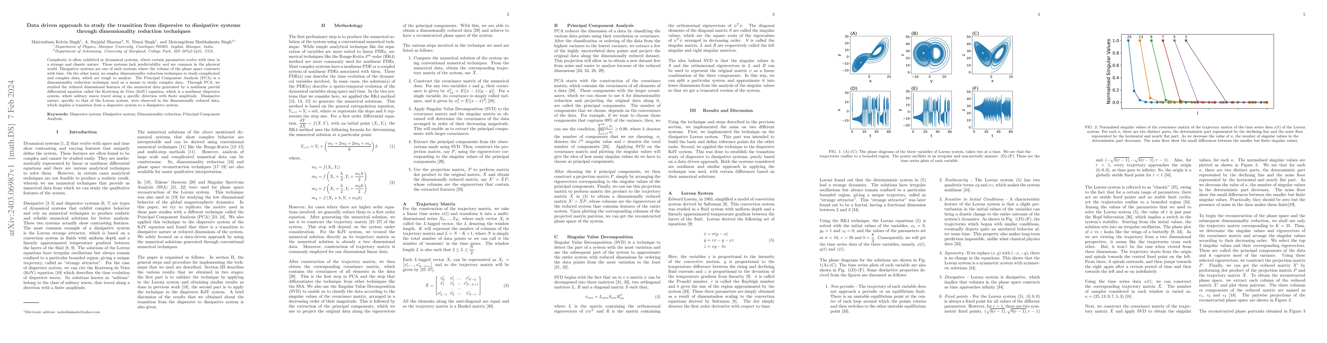 Thumbnail for Data driven approach to study the transition from dispersive to
  dissipative systems through dimensionality reduction techniques