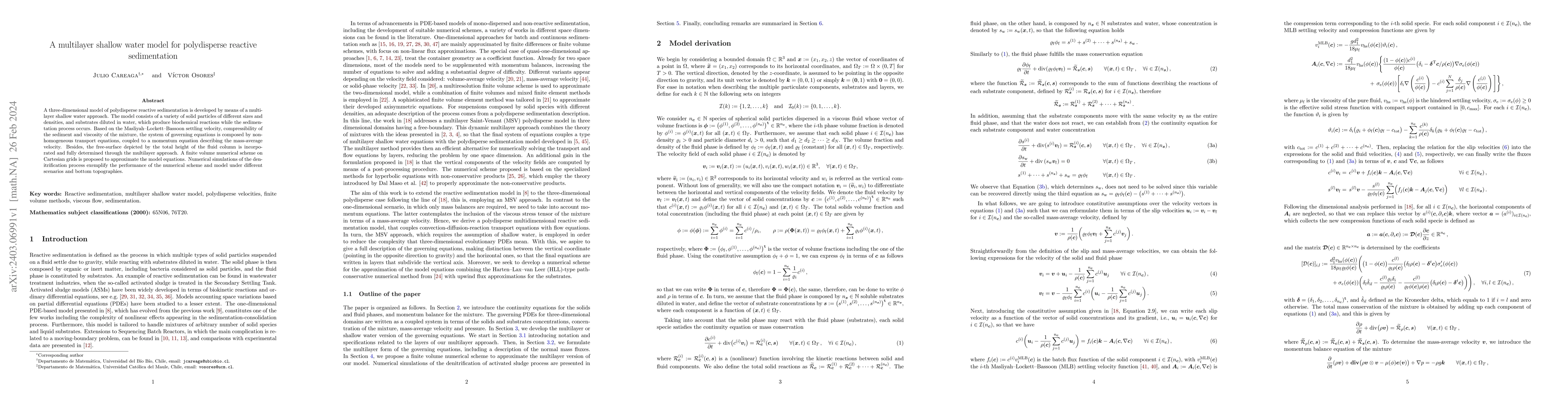 Thumbnail for A multilayer shallow water model for polydisperse reactive sedimentation