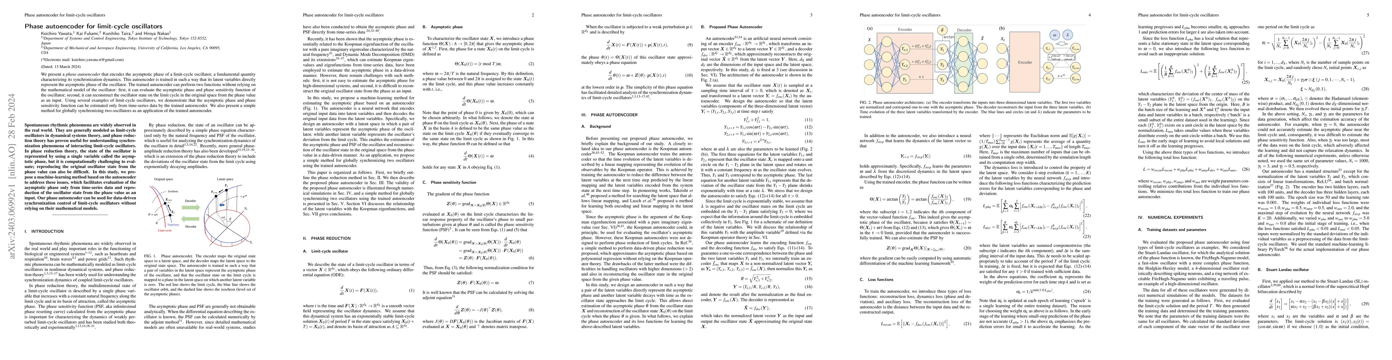 Thumbnail for Phase autoencoder for limit-cycle oscillators