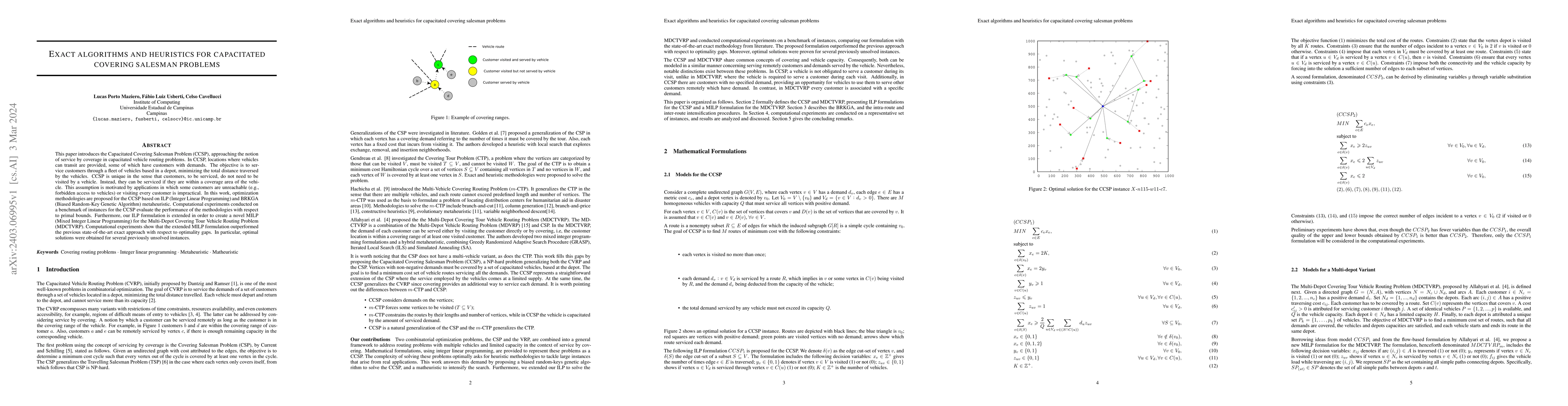 Thumbnail for Exact algorithms and heuristics for capacitated covering salesman
  problems