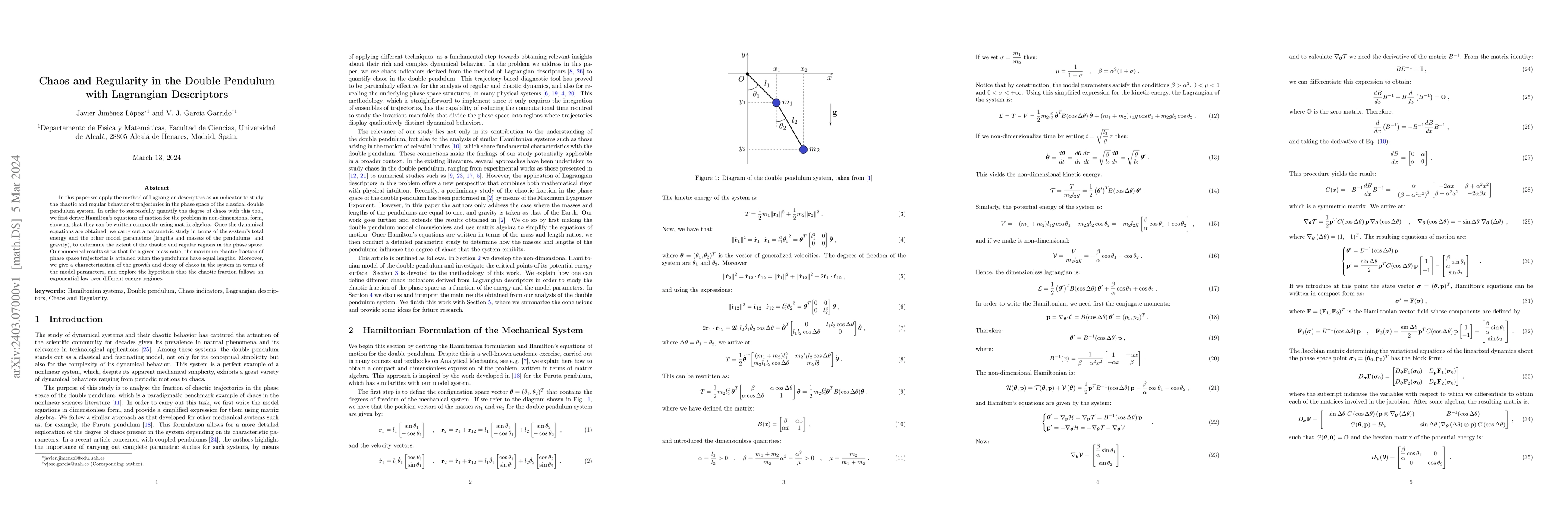 Thumbnail for Chaos and Regularity in the Double Pendulum with Lagrangian Descriptors