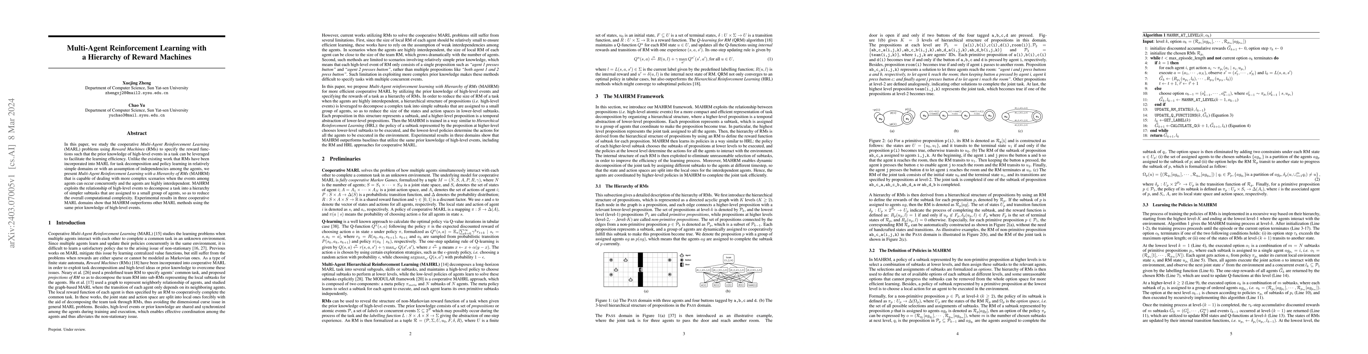 Thumbnail for Multi-Agent Reinforcement Learning with a Hierarchy of Reward Machines