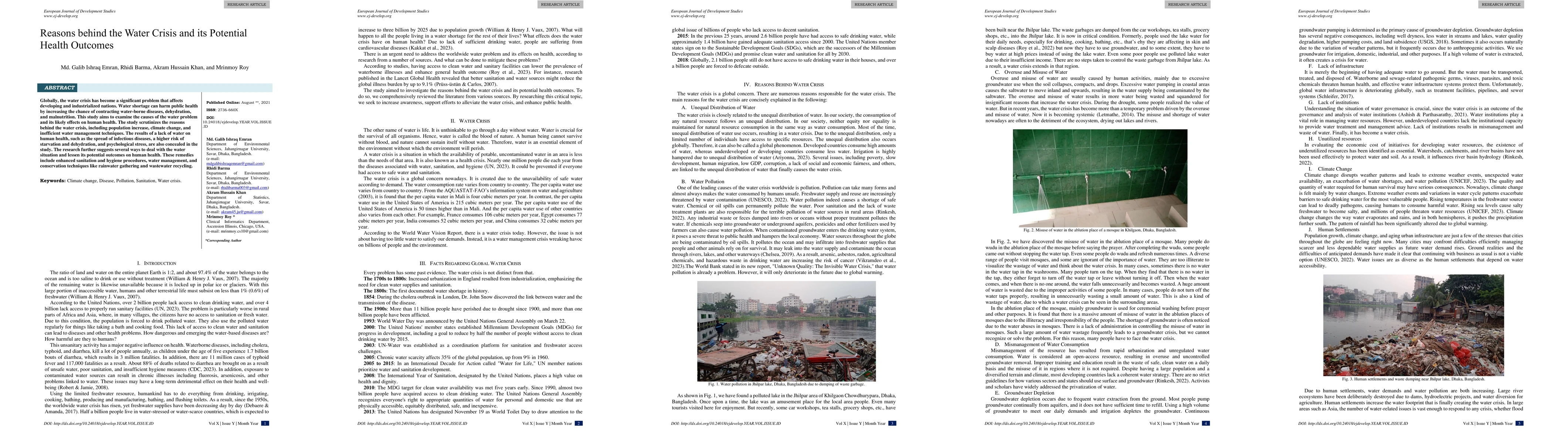 Thumbnail for Reasons behind the Water Crisis and its Potential Health Outcomes