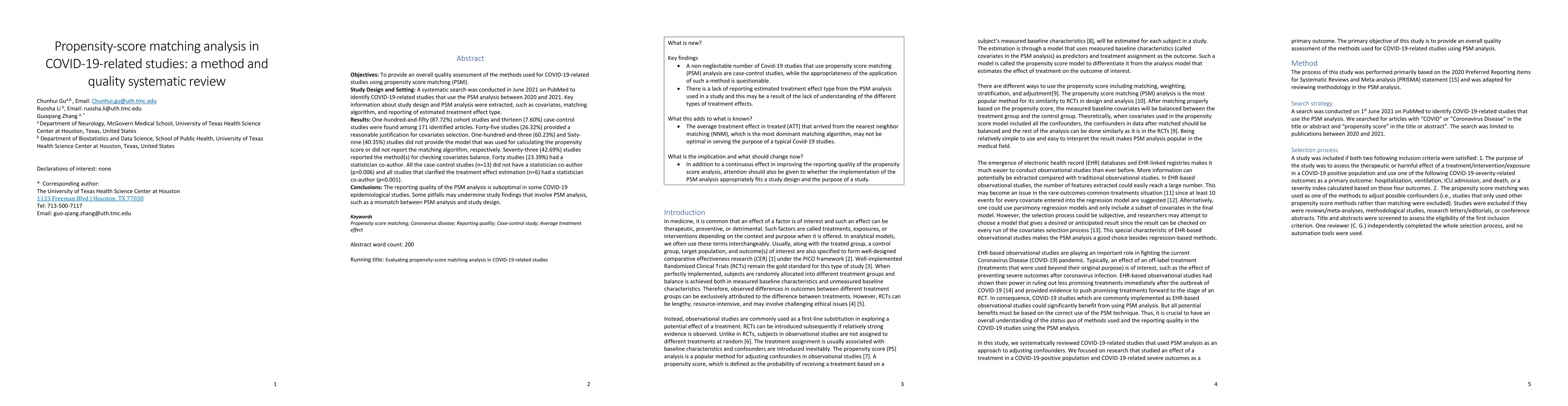 Thumbnail for Propensity-score matching analysis in COVID-19-related studies: a method
  and quality systematic review