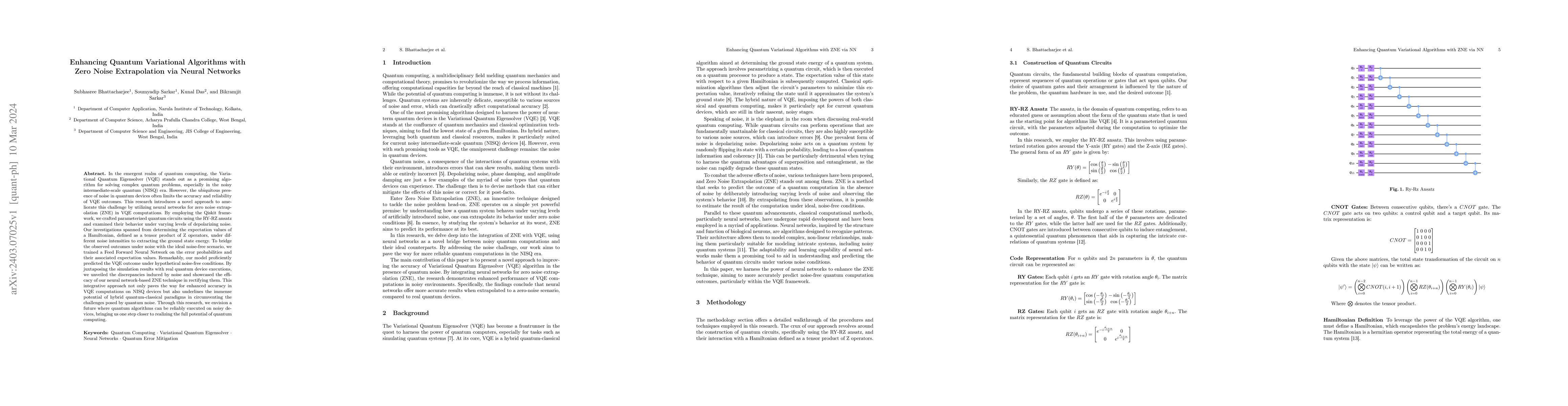 Thumbnail for Enhancing Quantum Variational Algorithms with Zero Noise Extrapolation
  via Neural Networks