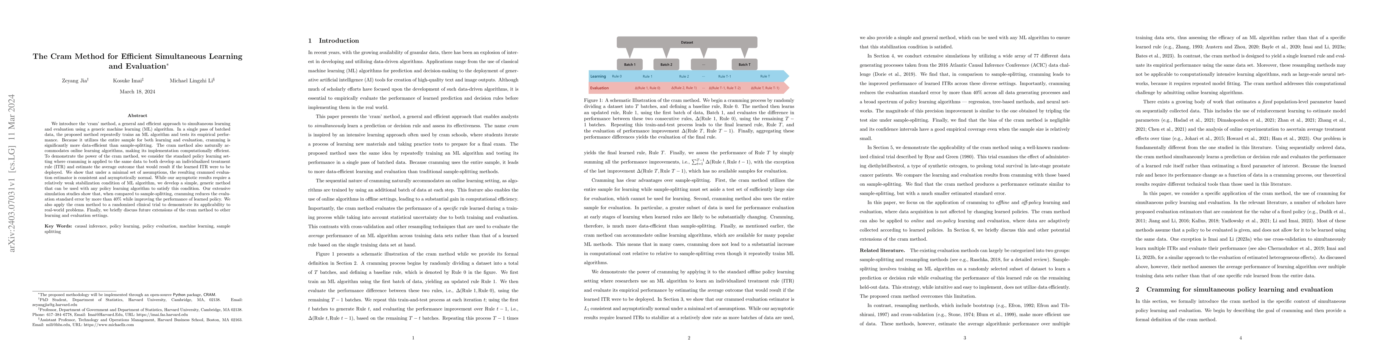 Thumbnail for The Cram Method for Efficient Simultaneous Learning and Evaluation