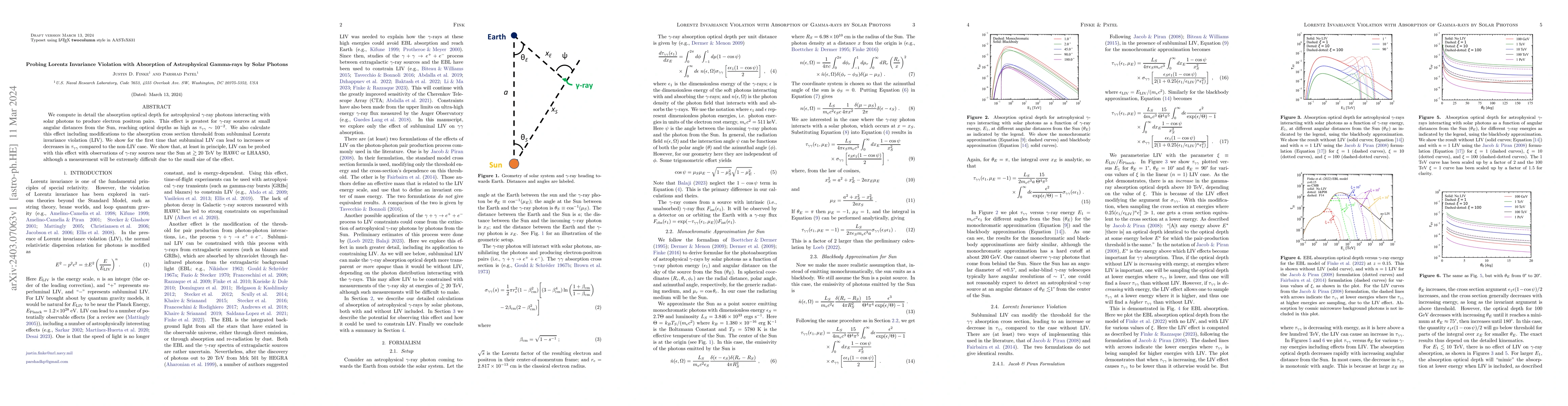 Thumbnail for Probing Lorentz Invariance Violation with Absorption of Astrophysical
  Gamma-rays by Solar Photons