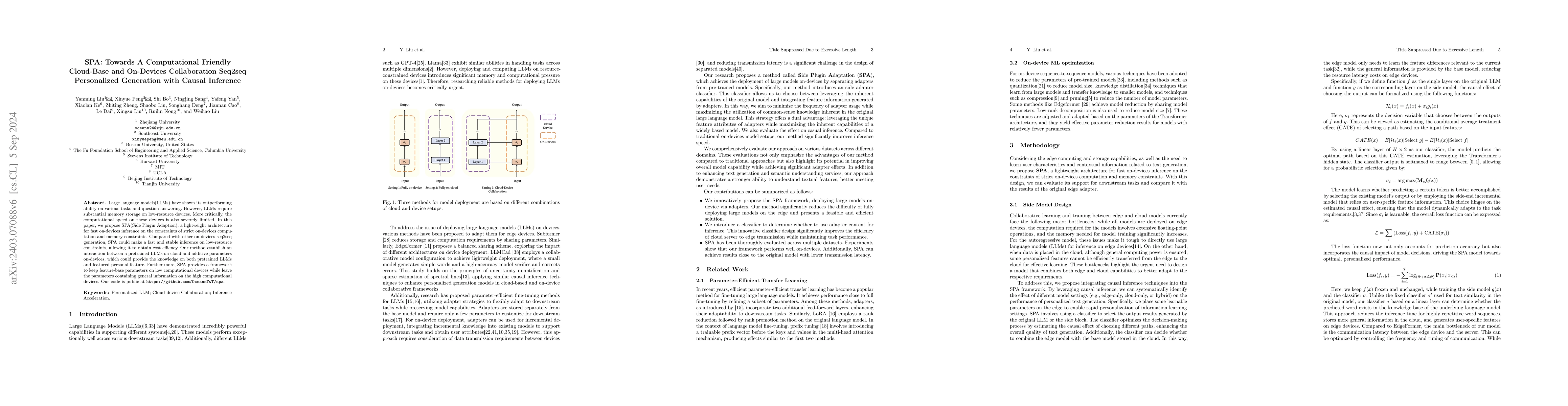 Thumbnail for SPA: Towards A Computational Friendly Cloud-Base and On-Devices
  Collaboration Seq2seq Personalized Generation