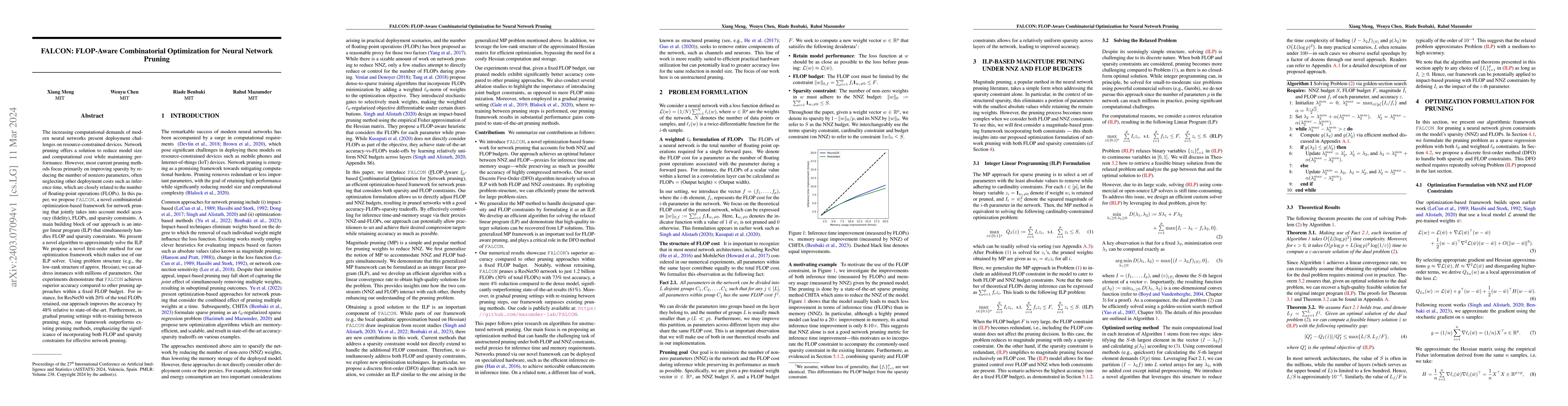 Thumbnail for FALCON: FLOP-Aware Combinatorial Optimization for Neural Network Pruning