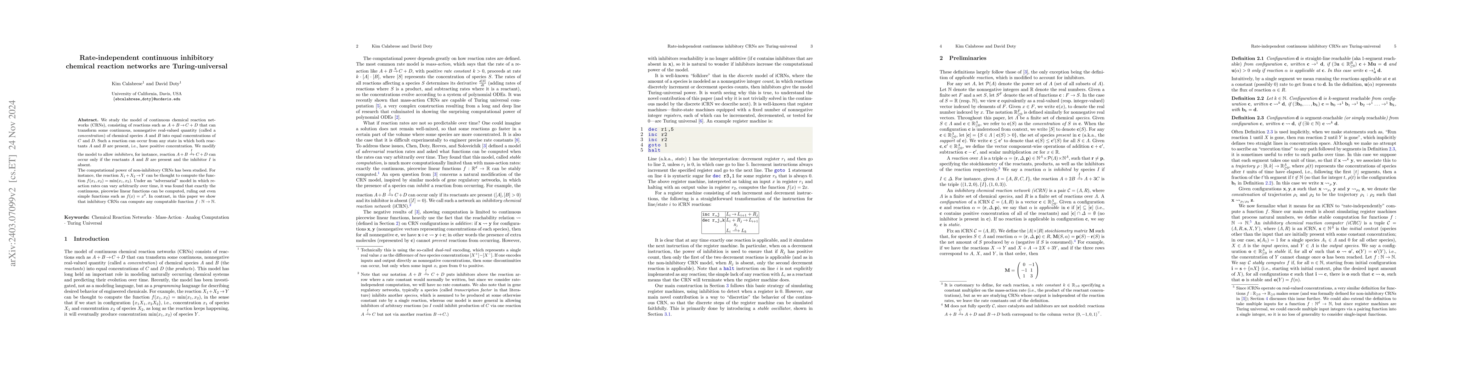 Thumbnail for Rate-independent continuous inhibitory chemical reaction networks are
  Turing-universal
