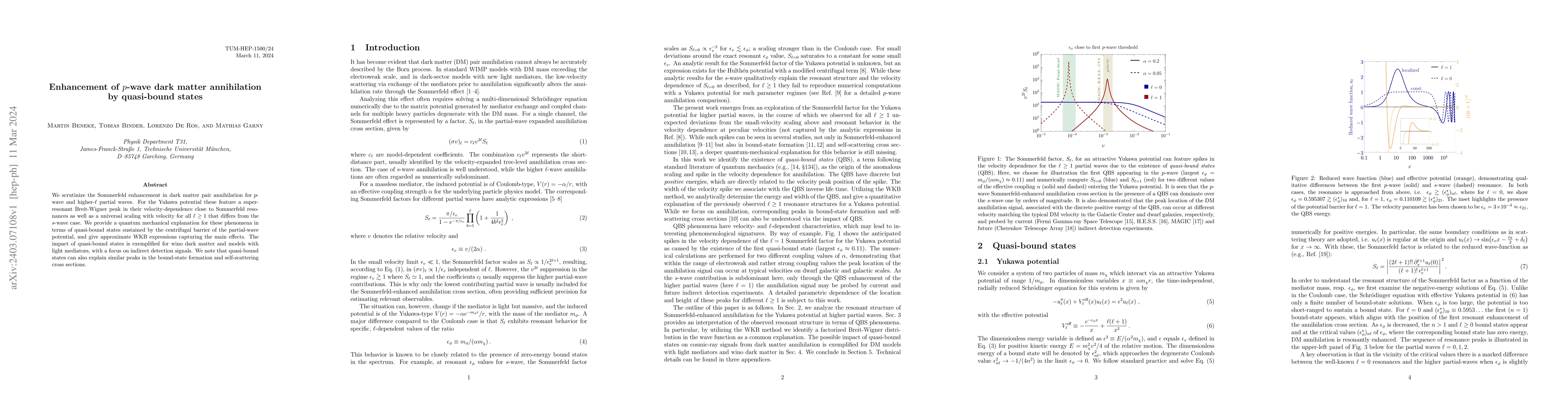 Thumbnail for Enhancement of $p$-wave dark matter annihilation by quasi-bound states