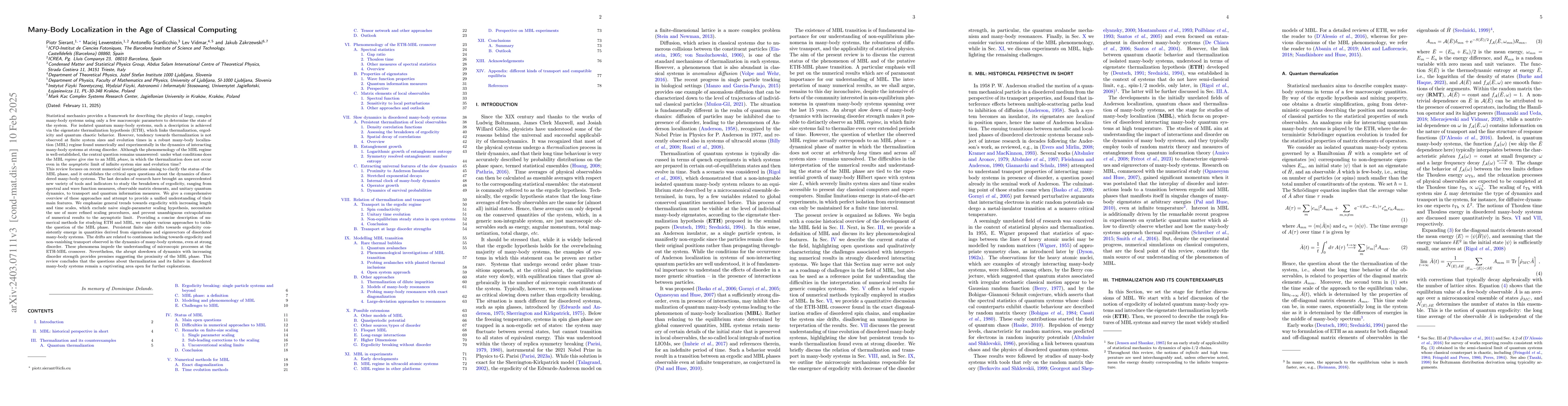 Thumbnail for Many-Body Localization in the Age of Classical Computing