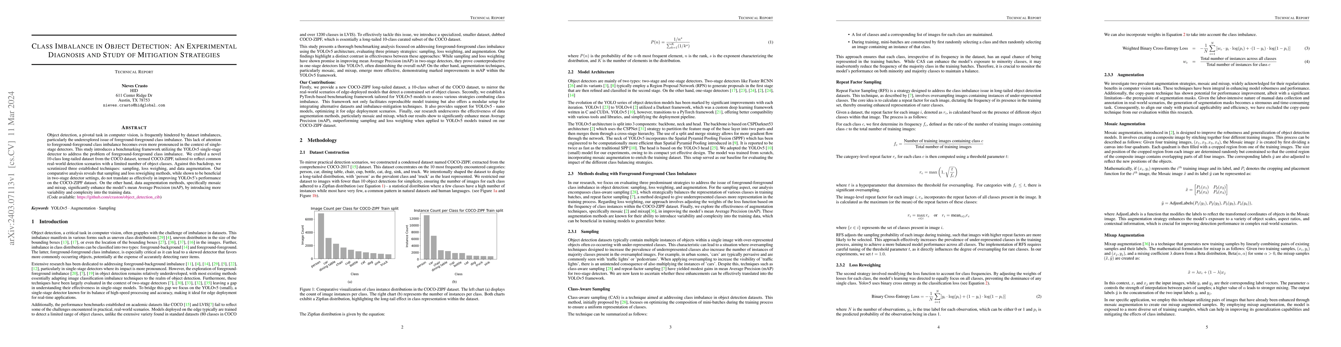 Thumbnail for Class Imbalance in Object Detection: An Experimental Diagnosis and Study
  of Mitigation Strategies