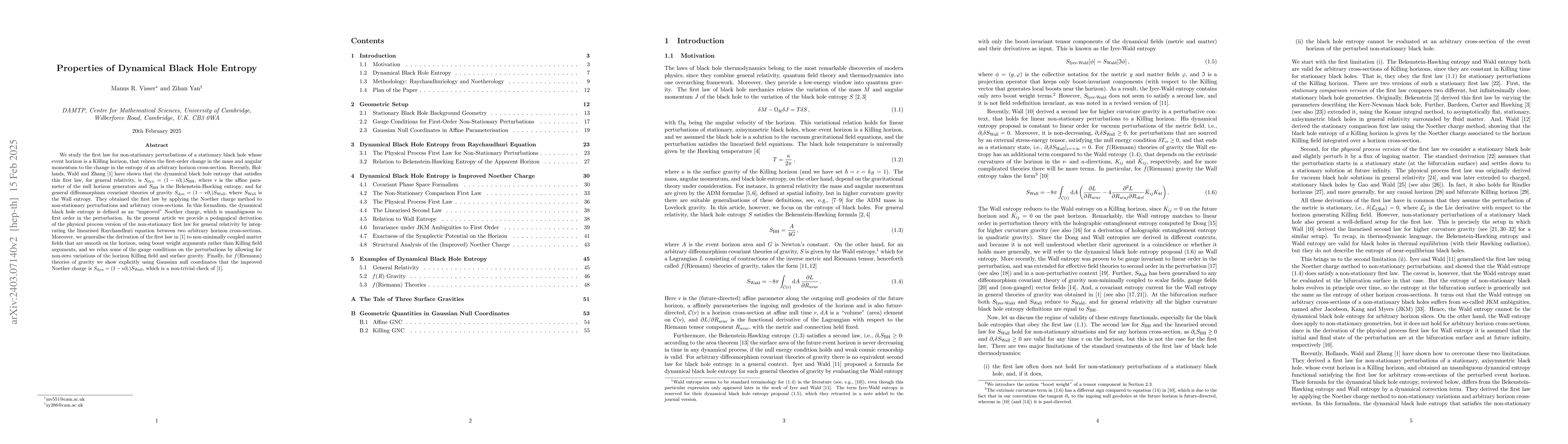 Thumbnail for Properties of Dynamical Black Hole Entropy