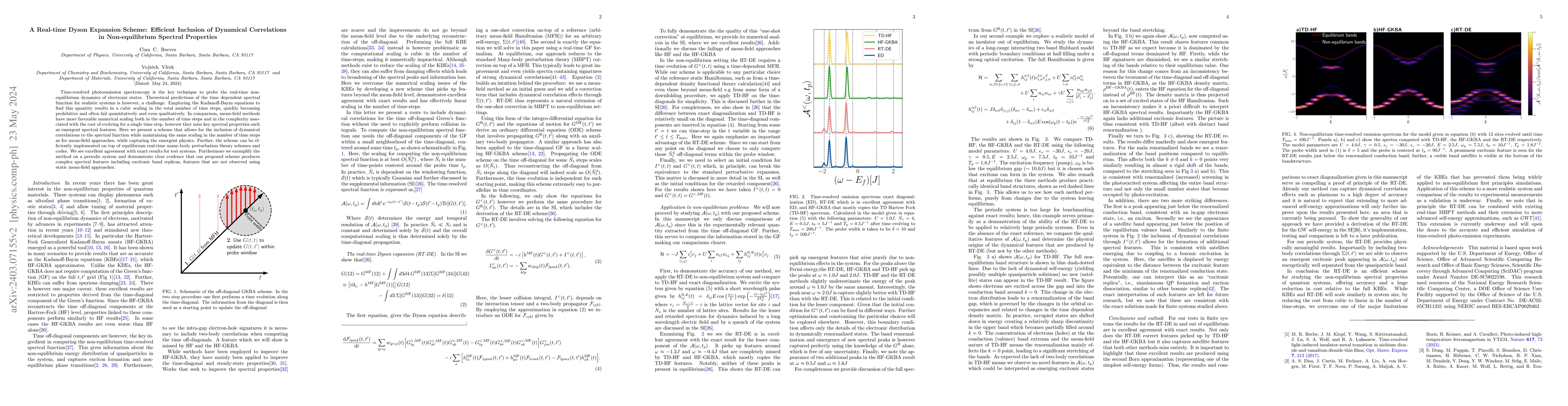 Thumbnail for A Real-time Dyson Expansion Scheme: Efficient Inclusion of Dynamical
  Correlations in Non-equilibrium Spectral Properties