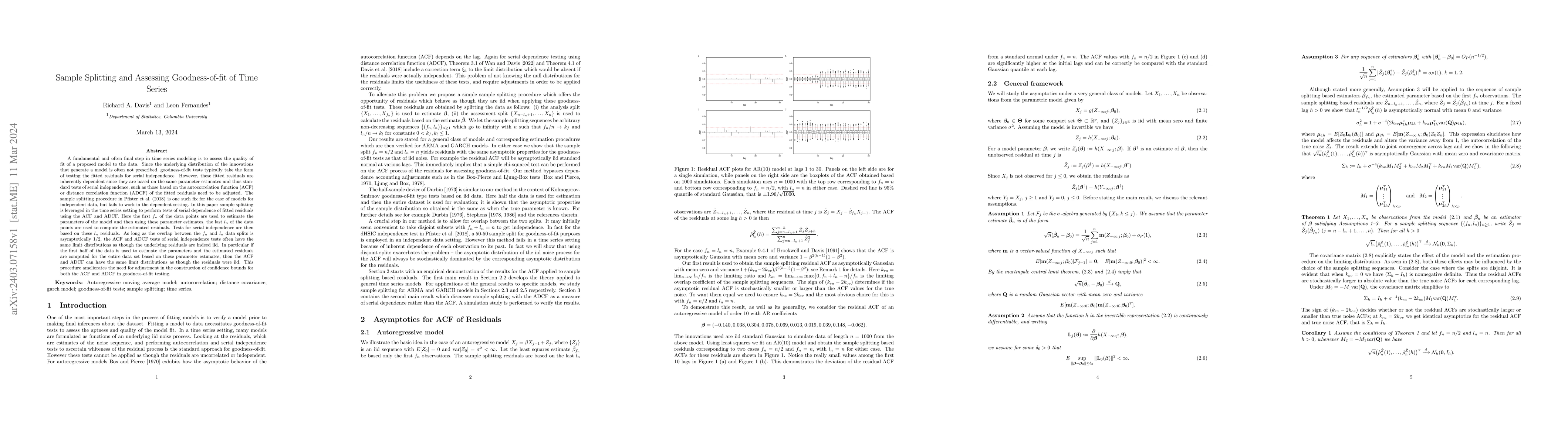 Thumbnail for Sample Splitting and Assessing Goodness-of-fit of Time Series