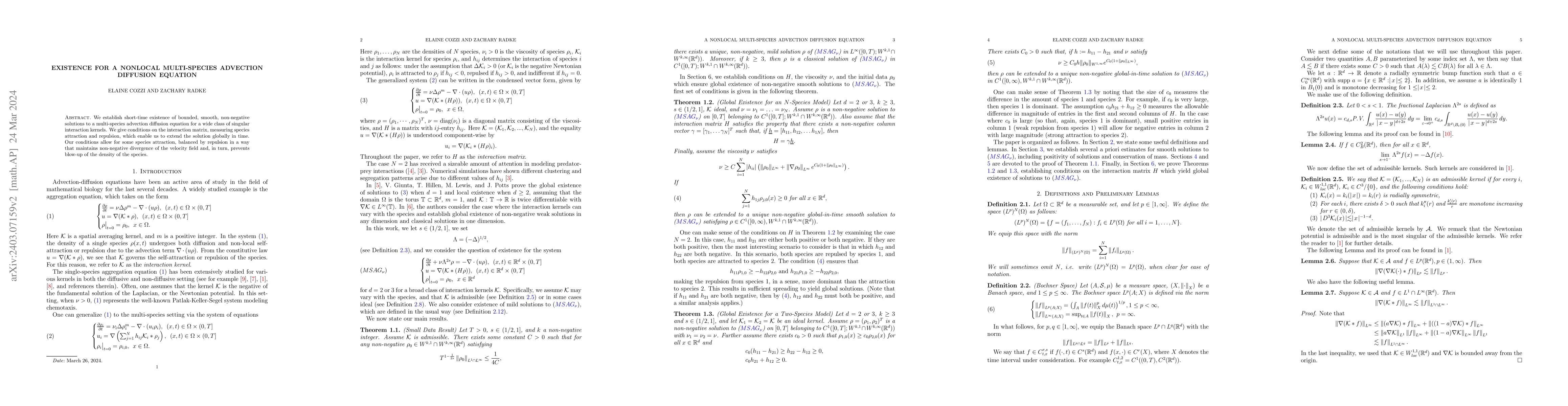 Thumbnail for Existence for a Nonlocal Multi-Species Advection Diffusion Equation