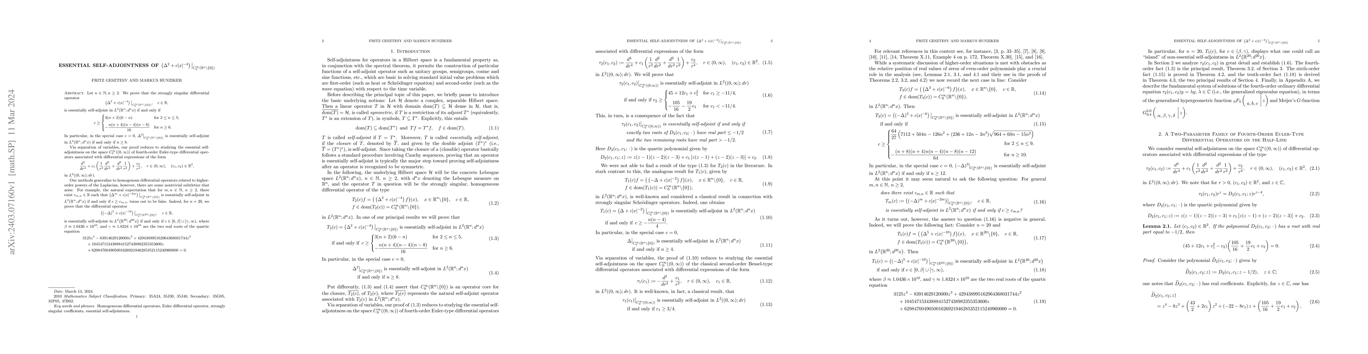 Thumbnail for Essential self-adjointness of $\left(\Delta^2
  +c|x|^{-4}\right)\big|_{C_0^{\infty}(\mathbb{R}^n \backslash \{0\})}$