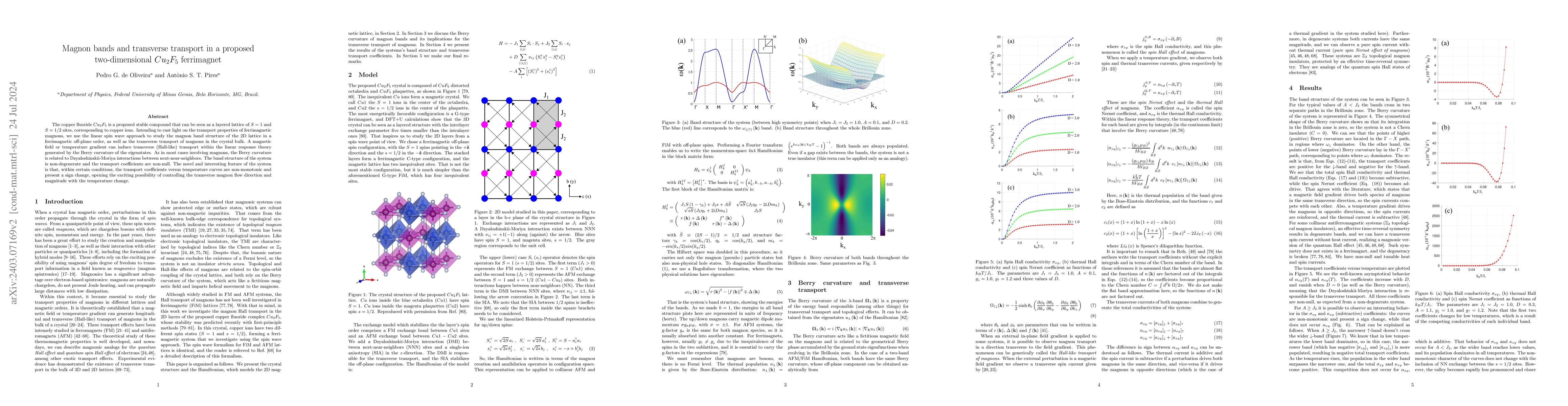 Thumbnail for Magnon bands and transverse transport in a proposed two-dimensional
  $Cu_2F_5$ ferrimagnet