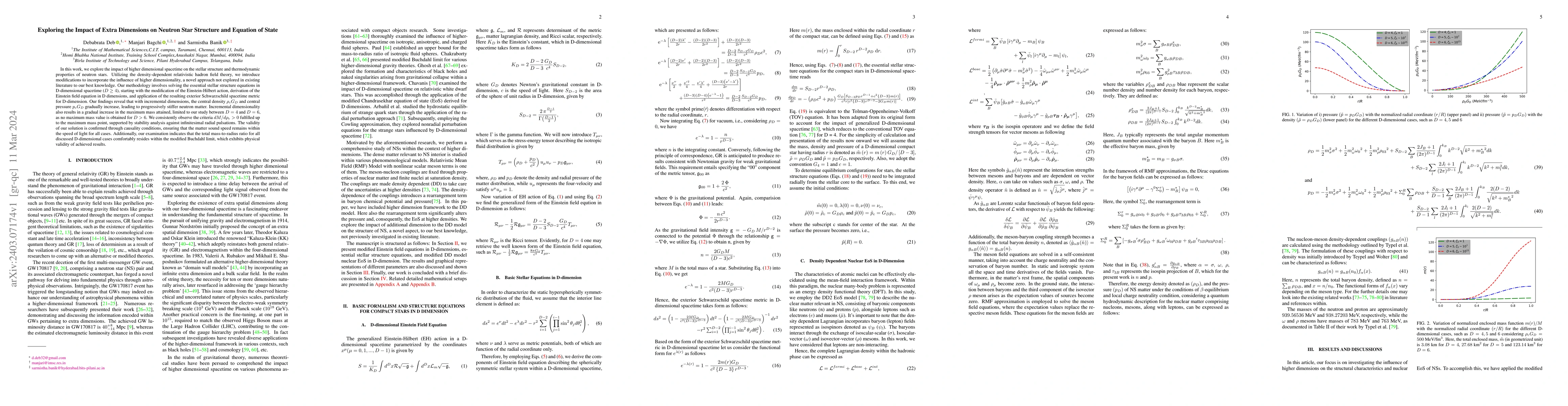 Thumbnail for Exploring the Impact of Extra Dimensions on Neutron Star Structure and
  Equation of State