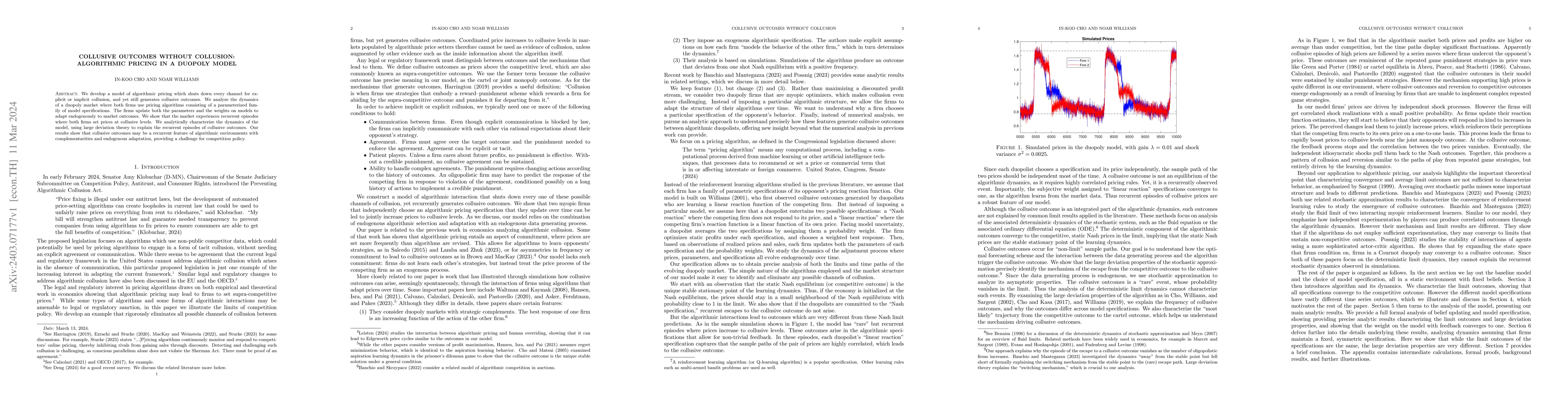 Thumbnail for Collusive Outcomes Without Collusion