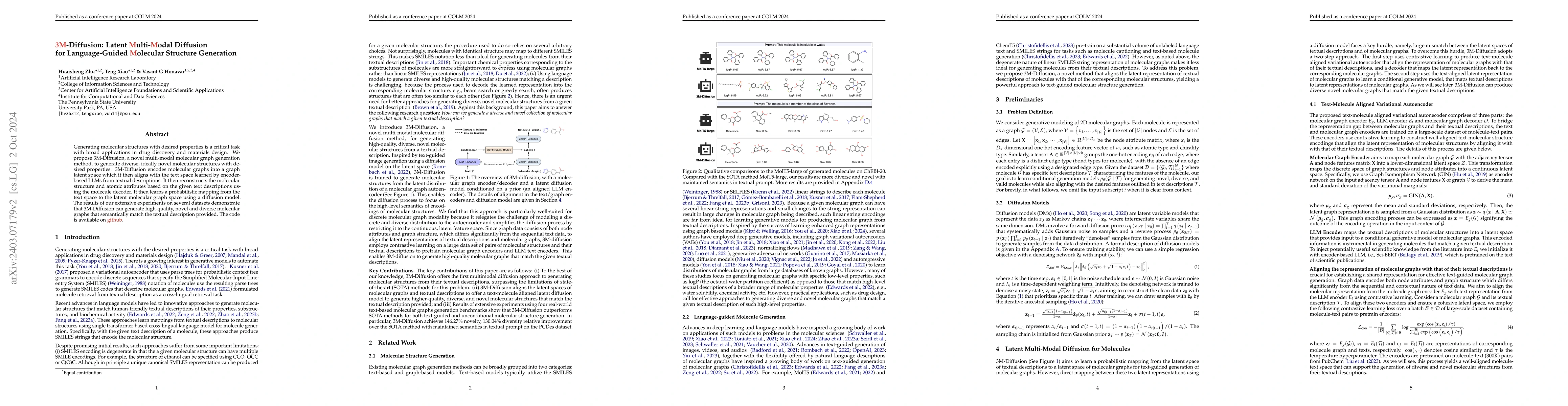 Thumbnail for 3M-Diffusion: Latent Multi-Modal Diffusion for Text-Guided Generation of
  Molecular Graphs
