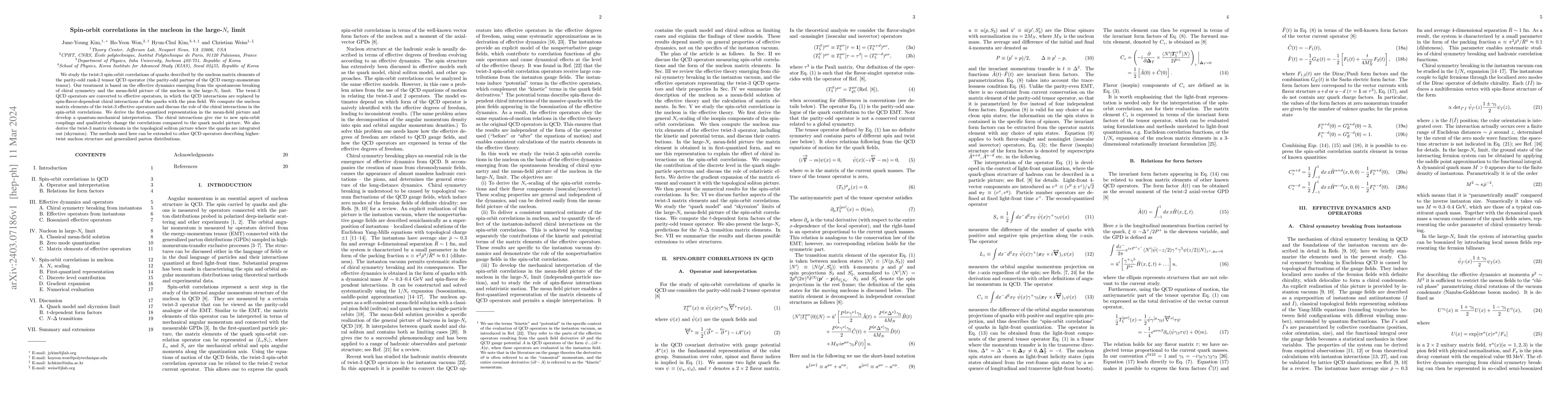 Thumbnail for Spin-orbit correlations in the nucleon in the large-$N_{c}$ limit