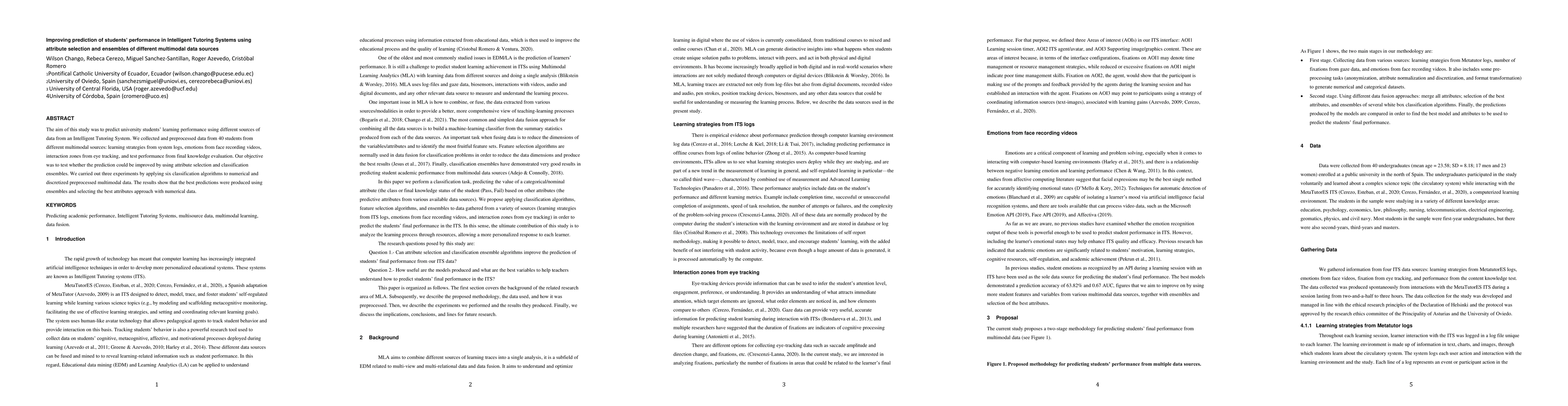 Thumbnail for Improving prediction of students' performance in intelligent tutoring
  systems using attribute selection and ensembles of different multimodal data
  sources