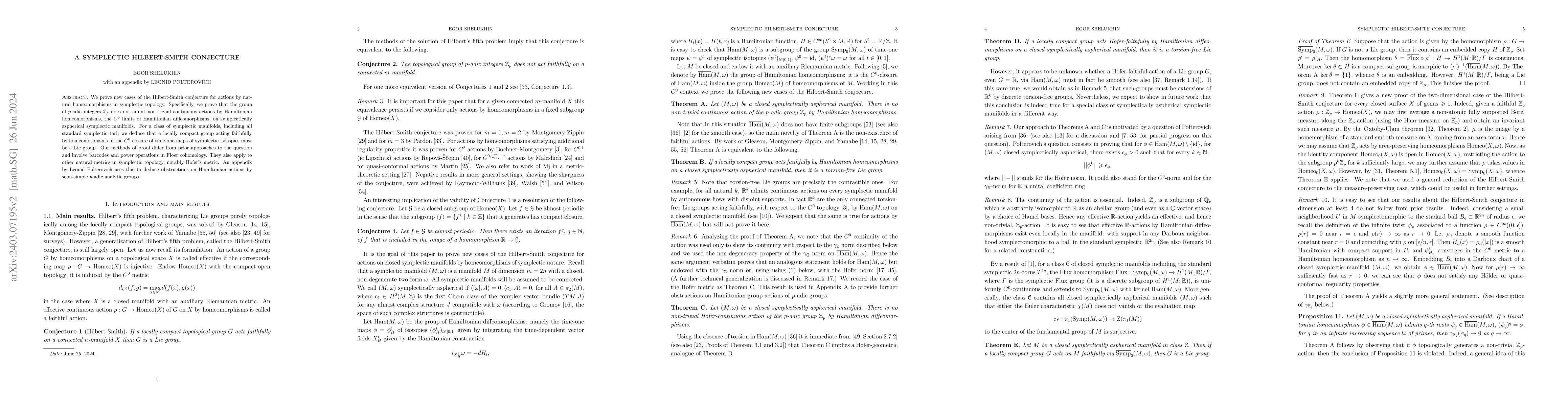 Thumbnail for A symplectic Hilbert-Smith conjecture
