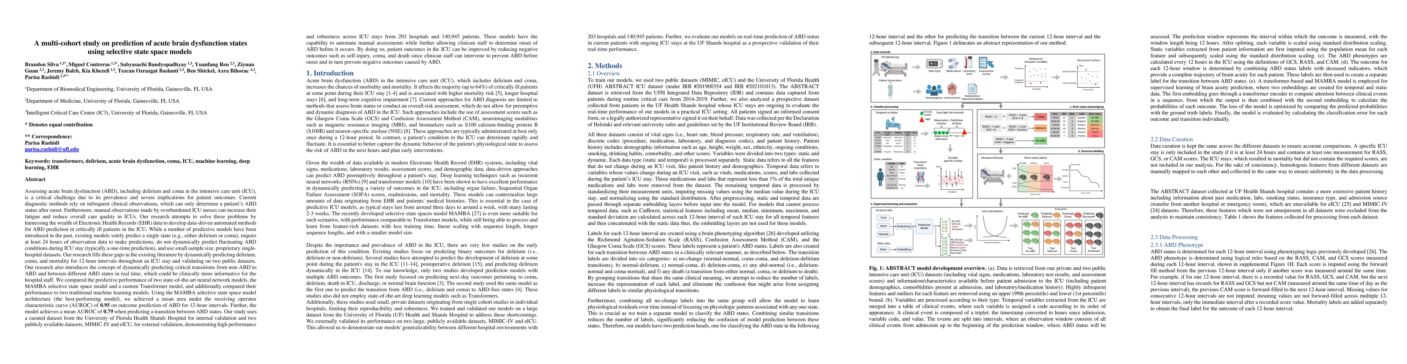Thumbnail for A multi-cohort study on prediction of acute brain dysfunction states
  using selective state space models