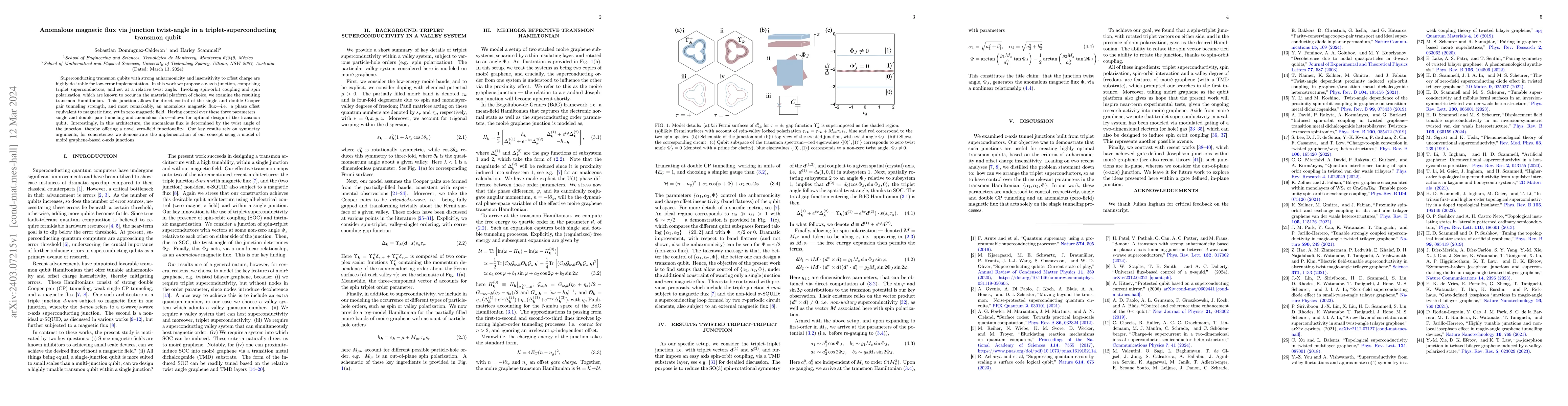 Thumbnail for Anomalous magnetic flux via junction twist-angle in a
  triplet-superconducting transmon qubit