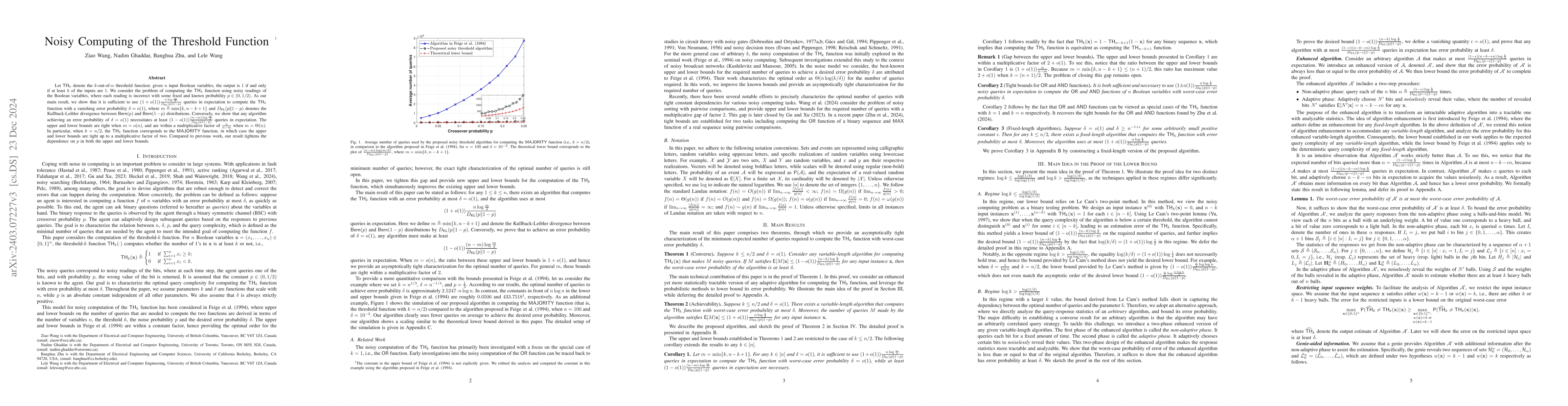 Thumbnail for Noisy Computing of the Threshold Function