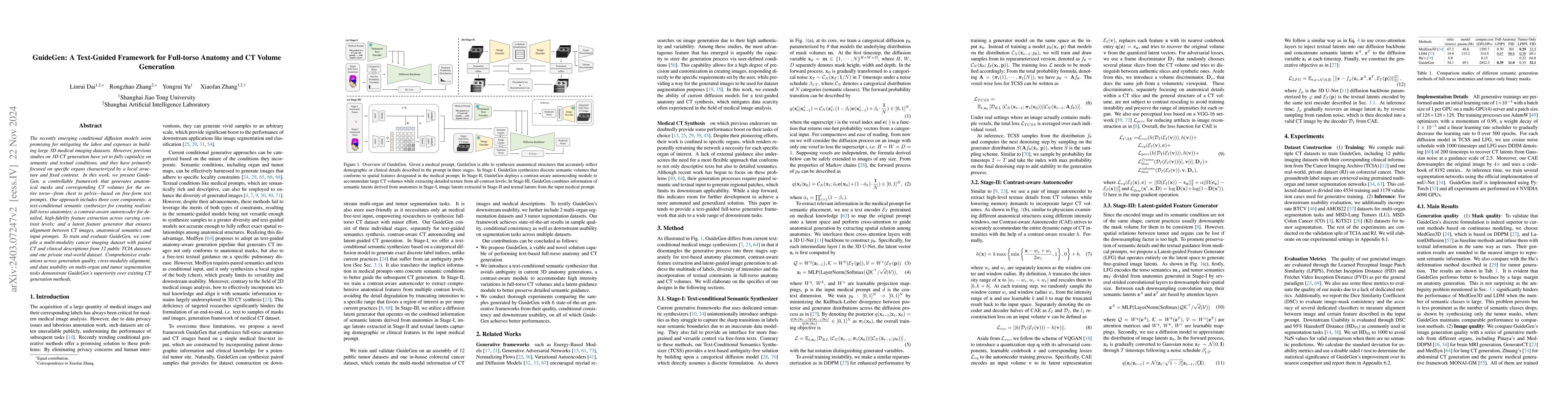 Thumbnail for GuideGen: A Text-guided Framework for Joint CT Volume and Anatomical
  structure Generation