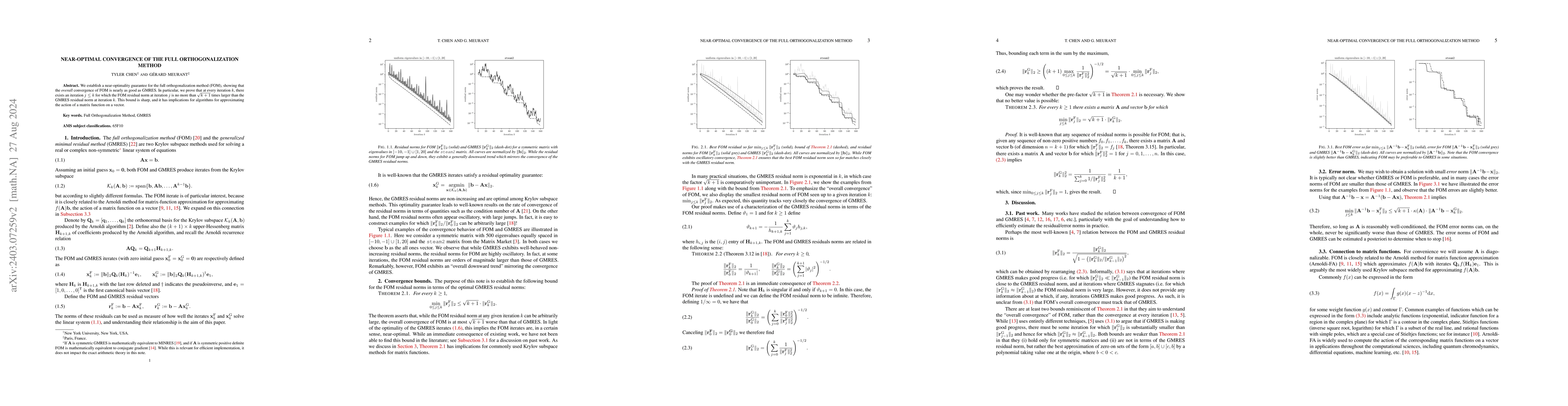 Thumbnail for Near-optimal convergence of the full orthogonalization method