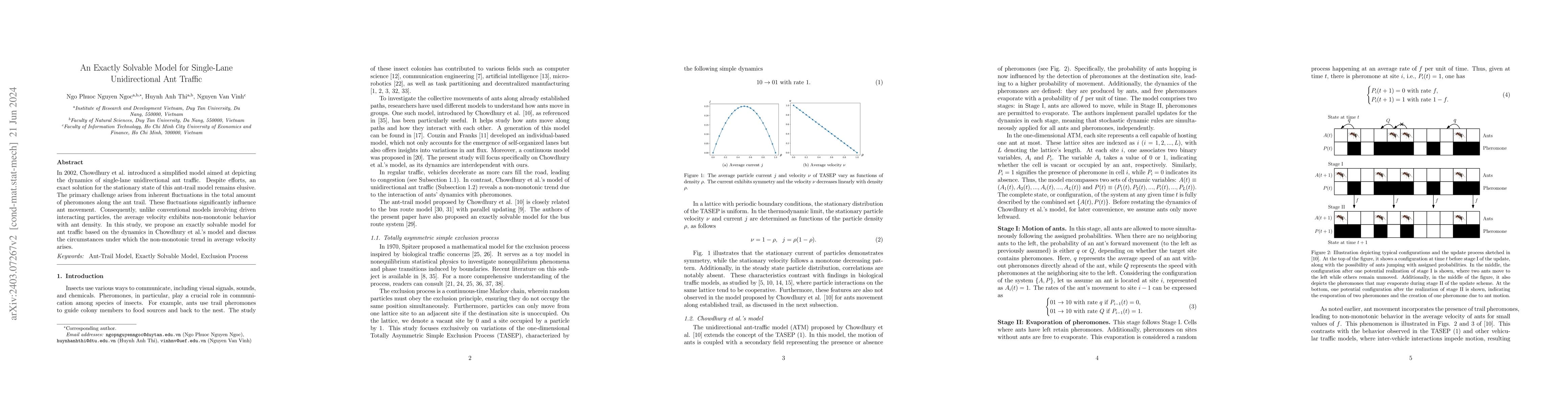 Thumbnail for An Exactly Solvable Model for Single-Lane Unidirectional Ant Traffic
