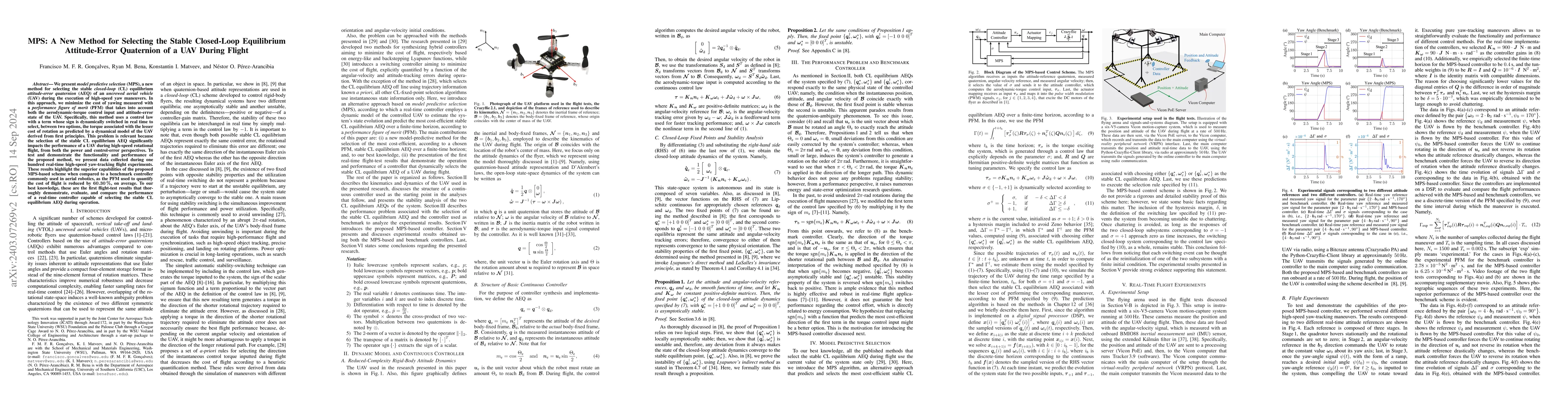 Thumbnail for MPS: A New Method for Selecting the Stable Closed-Loop Equilibrium
  Attitude-Error Quaternion of a UAV During Flight