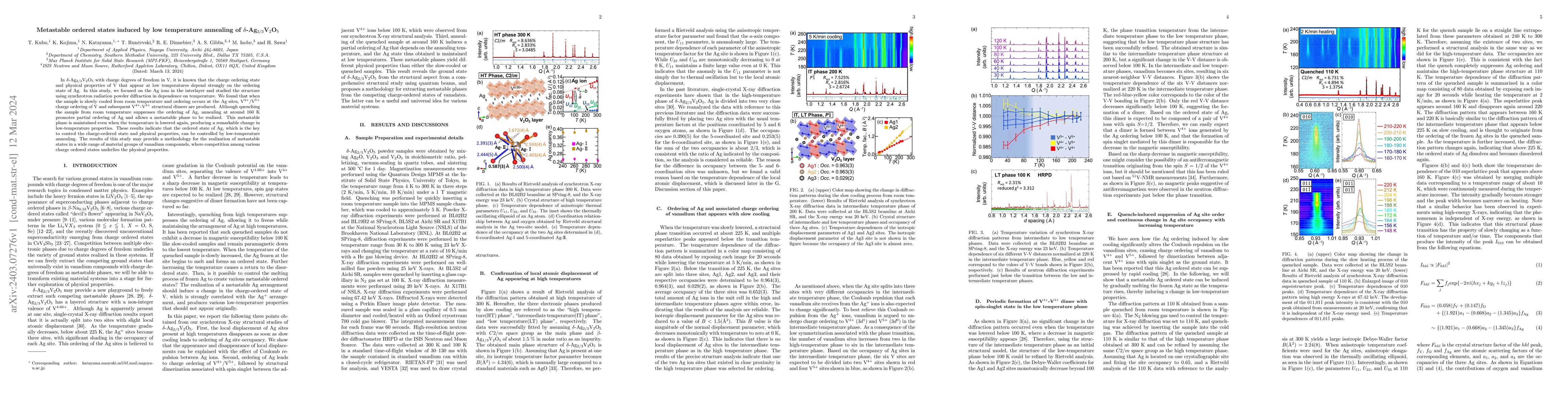 Thumbnail for Metastable ordered states induced by low temperature annealing of
  {\delta}-Ag2/3V2O5