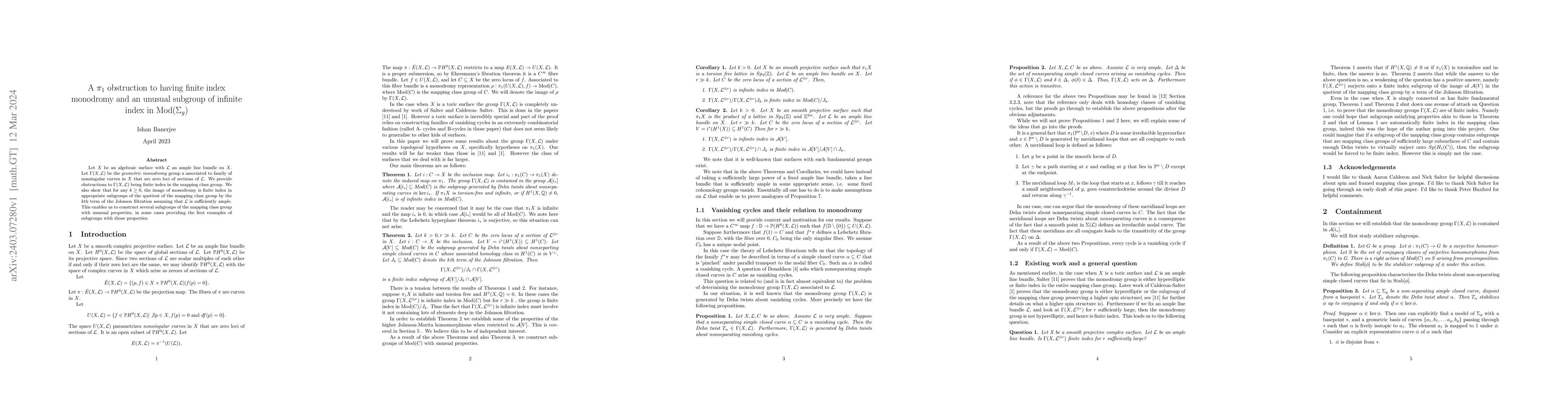 Thumbnail for A $\pi_1$ obstruction to having finite index monodromy and an unusual
  subgroup of infinite index in $\textrm{Mod}(\Sigma_g)$